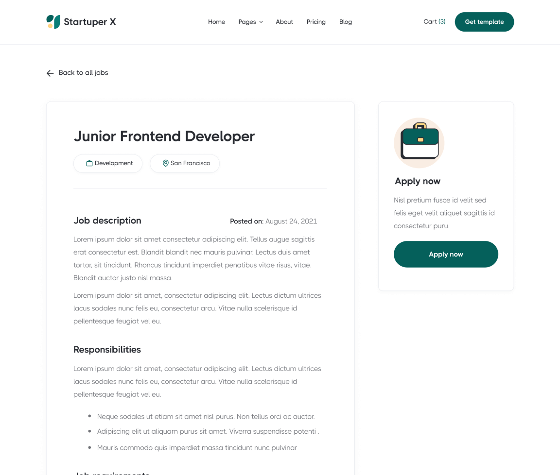Career Single - Startuper X Webflow Template