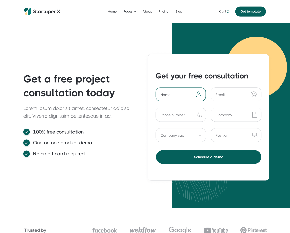 Form Landing Page - Startuper X Webflow Template
