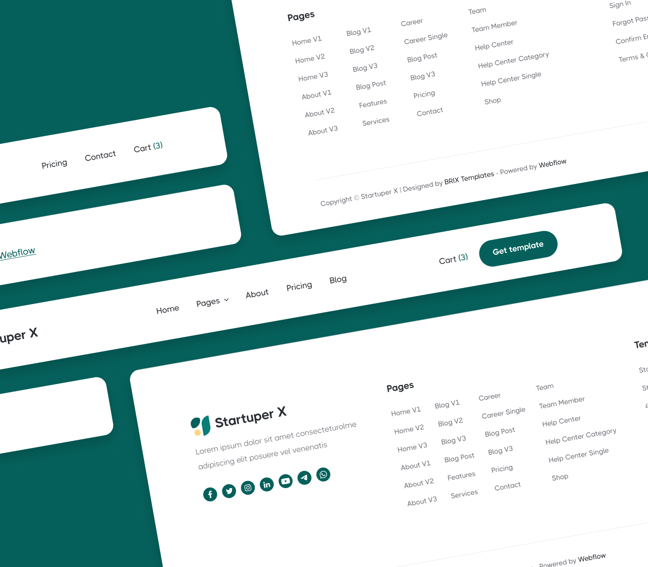 Headers And Footers - Startuper X Webflow Template