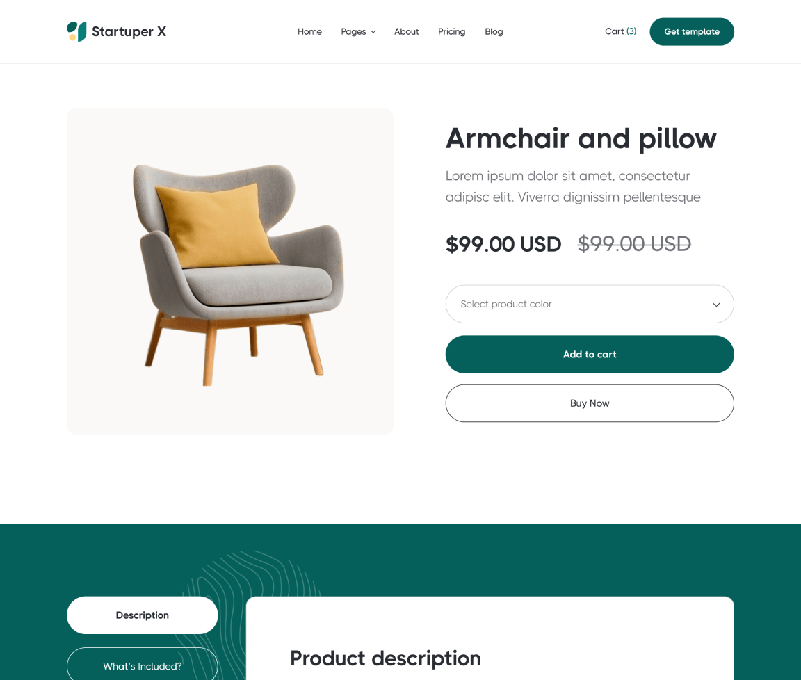 Shop Single - Startuper X Webflow Template